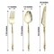 24 CLEAR GOLD Plastic CUTLERY Roman Column Handle Spoon Fork Knife Set